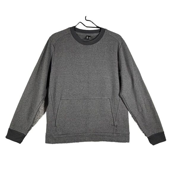 prAna Shirt Mens Medium Gray Sweatshirt Logo Long Sleeve Crew Neck Pullover Hemp - Picture 1 of 8